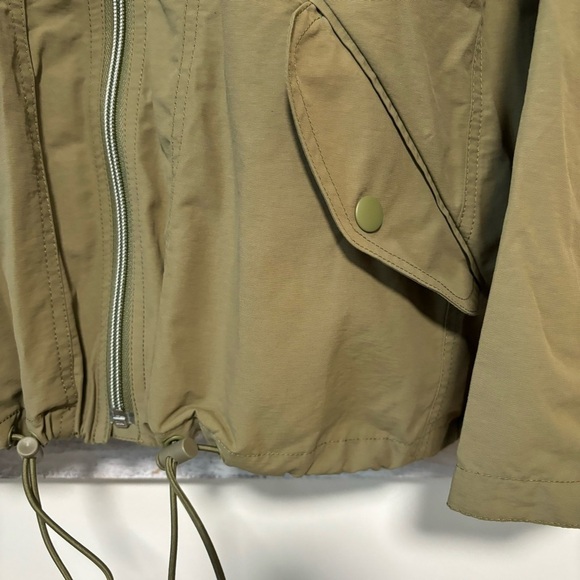 J. Crew Olive Green Full Zip Cinch Crop Waist Hoodie Windbreaker Jacket NWT - Picture 4 of 7